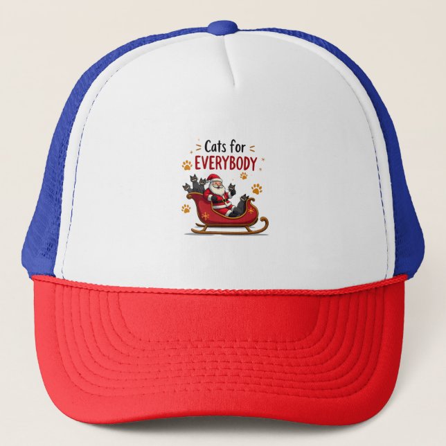 Casquette Cats For Everybody Christmas Cat Funny Xmas Women  (Devant)