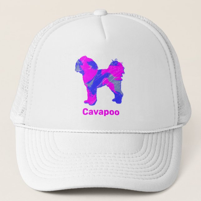 Casquette Cavapoo Chien Cute Rose Silhouette Personnalisée (Devant)