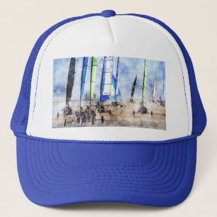 Casquette Cefn Sidan Blokart emballant la concurrence