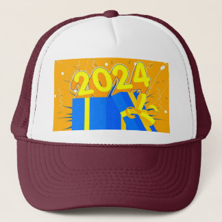 Casquette Célébrez l'année 2024 avec boîte cadeau Blanc et M