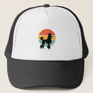 Casquette Cercle de silhouette de chien rétro coucher de sol