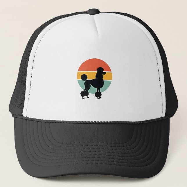 Casquette Cercle de silhouette de chien rétro coucher de sol (Devant)