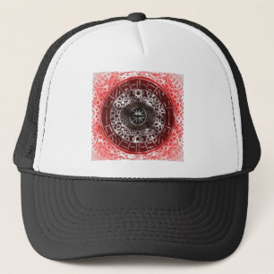 Casquette Cercles concentrés Tribal africain Imprimer rouge