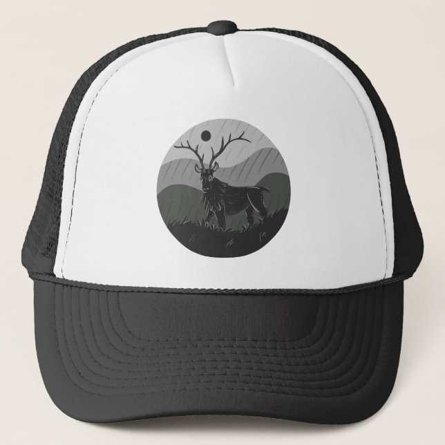 Casquette Cerf de wapitis Éffrayant monochromatique (Devant)