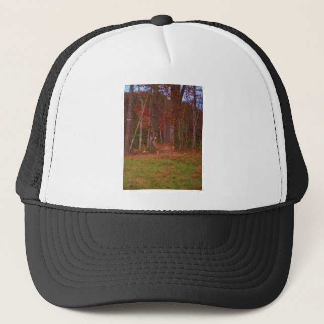 Casquette Cerf, Grass vert rouge et feuilles d'or (Devant)