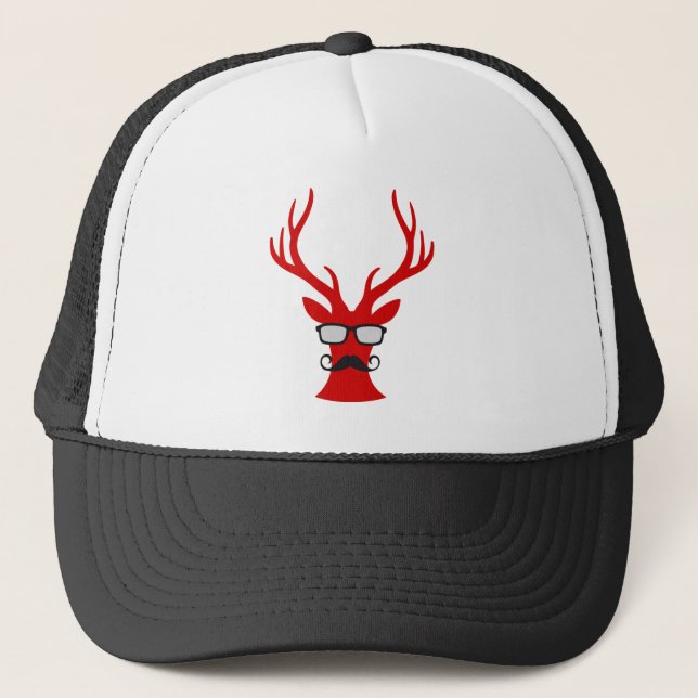 Casquette Cerfs communs rouges de Noël avec des verres de (Devant)