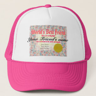 Casquette Certificat du meilleur ami du monde