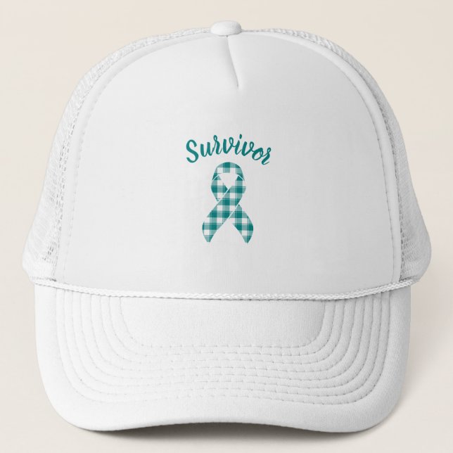 Casquette Cervical Cancer Awareness Plaid Teal Survivor (Devant)