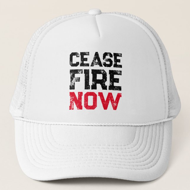 Casquette Cessez le feu Maintenant blanc rouge noir en détre (Devant)