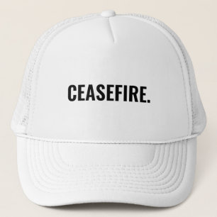 Casquette Cessez-le-feu noir blanc texte minimaliste anti-gu