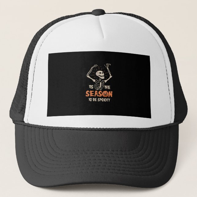Casquette C'Est La Saison D'Être Éffrayant Drôle Skeleton Ha (Devant)