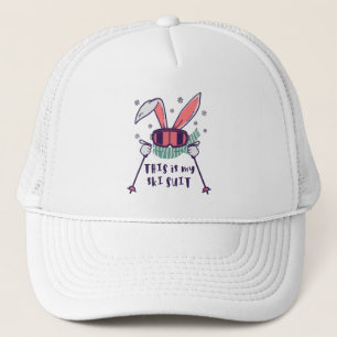 Casquette C'est mon lapin de ski en costume de ski avec des 