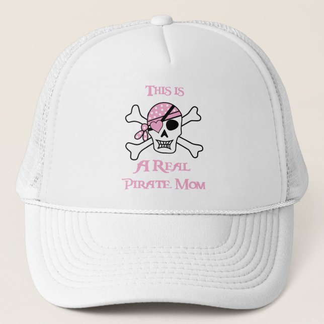 Casquette C'est une vraie maman pirate - Crâne rose (Devant)