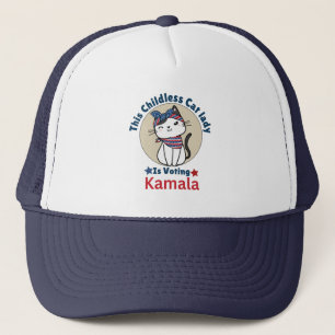 Casquette Cette dame aux chats sans enfants vote Kamala