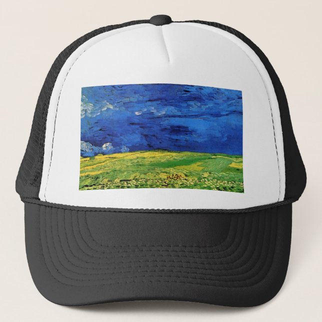 Casquette Champs de blé sous ciel nuageux Van Gogh (Devant)