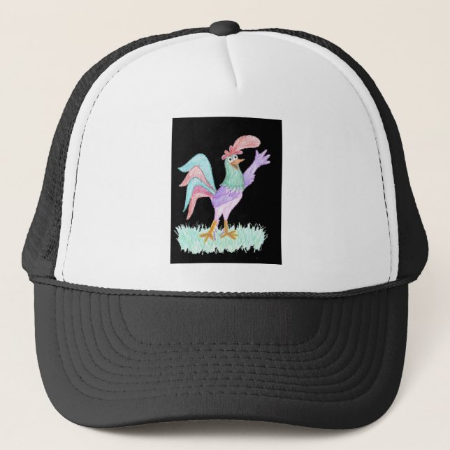 Casquette Chanteur Rooster sur Black par Wendy C. Allen (Devant)