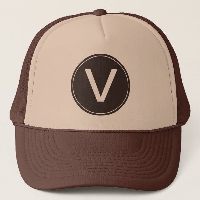Casquette chapeau à monogramme initial marron et bronzage sa (Devant)