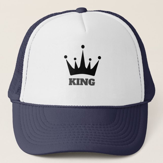 Casquette Chapeau avec image de couronne et texte Roi de cou (Devant)