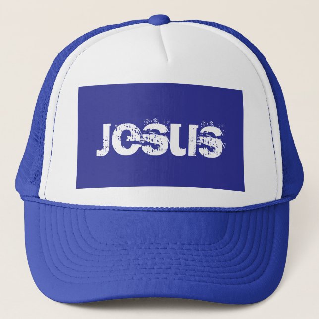 Casquette Chapeau bleu Jésus Trucker (Devant)