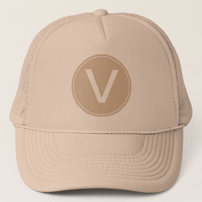 Casquette chapeau cool kaki et monogramme initial kaki. (Devant)