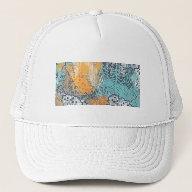 Casquette Chapeau de camion abstrait à fleurs (Devant)