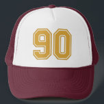 Casquette Chapeau de camion classique 90e anniversaire<br><div class="desc">Classic 90e Casquette de fête d'anniversaire avec moutarde numéro 90</div>
