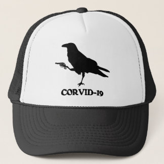 Casquette Chapeau de camion CORVID-19, blanc et noir