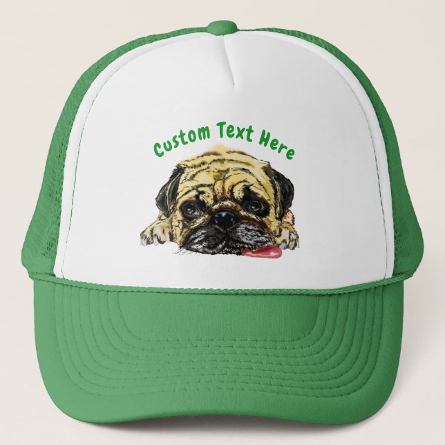 Casquette Chapeau de camion de chien de Carlin drôle avec te (Devant)