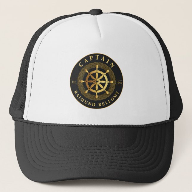Casquette Chapeau de camion de roue de bateau d'or (Devant)