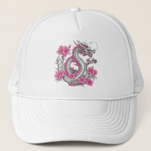 Casquette Chapeau de camion dragon de fleurs