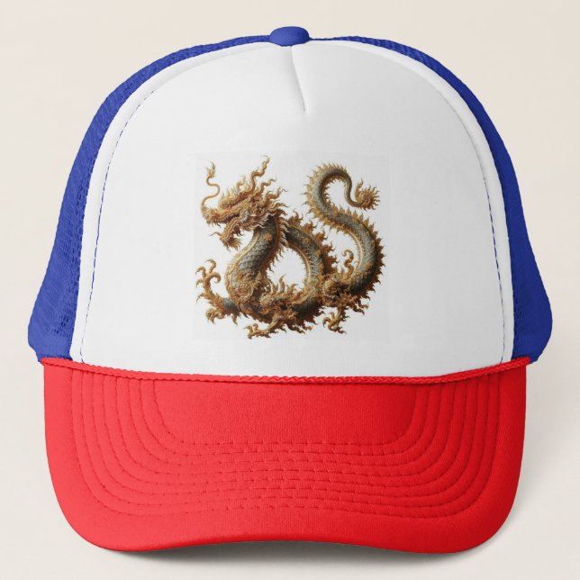 Casquette Chapeau de camion dragon d'or (Devant)