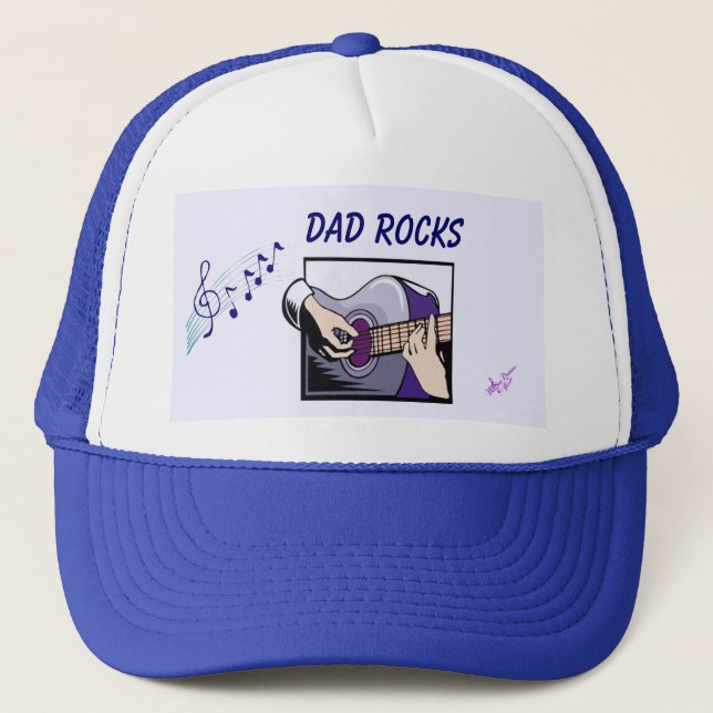 Casquette Chapeau de camion du joueur de guitare "Papa Rocks (Devant)