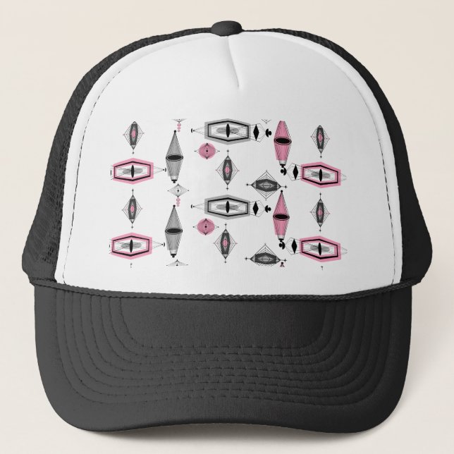 Casquette Chapeau de camion Motif rose et gris atomique (Devant)