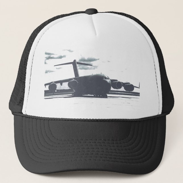 Casquette Chapeau de camion noir et blanc C-17A Globemaster  (Devant)