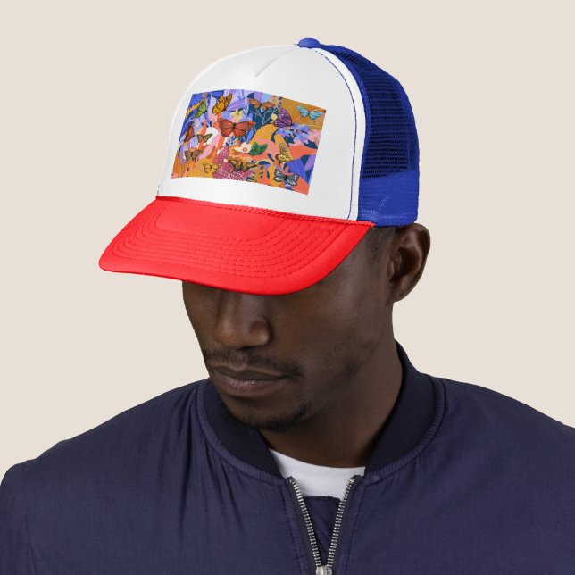 Casquette Chapeau de camion papillon (En situation)