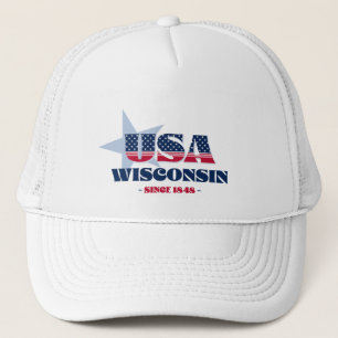 Casquette Chapeau de camion Patriotique Wisconsin Typographi