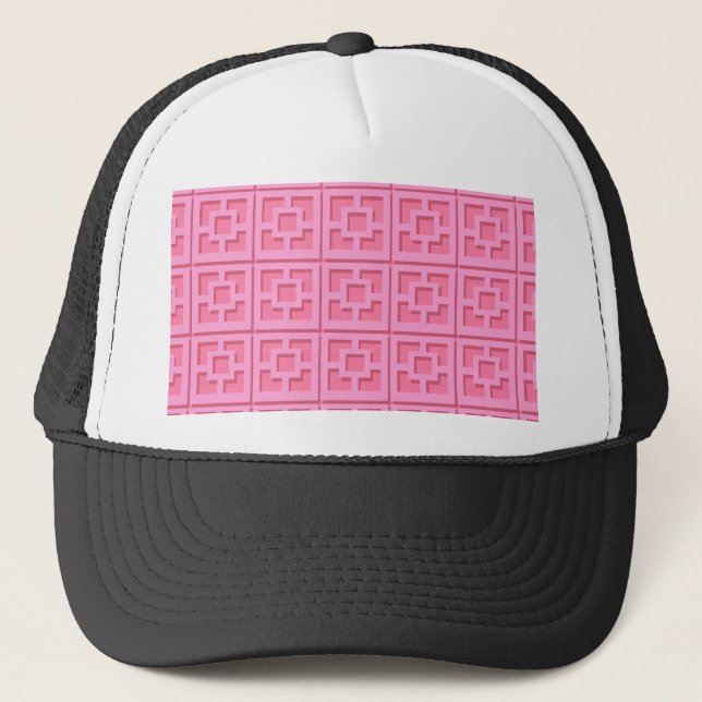 Casquette Chapeau de camion Retro Pink Trellis (Devant)
