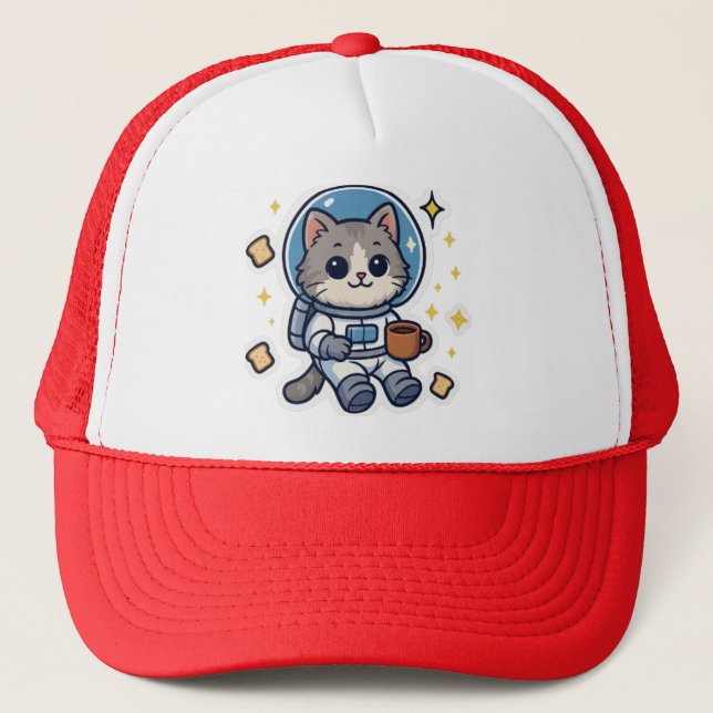 Casquette Chapeau de camion Space Kitty - Impression de chat (Devant)