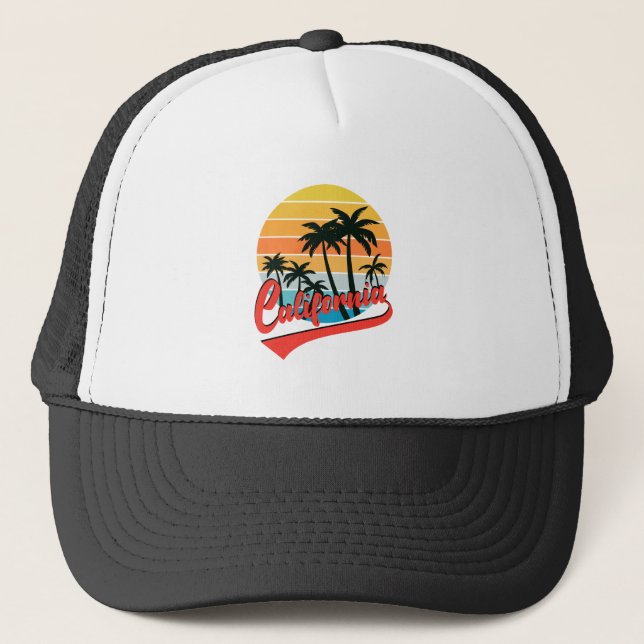Casquette Chapeau de camion Sunset Retro en Californie (Devant)