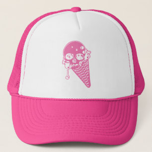 Casquette Chapeau de camionnette à cône de crème glacée rose