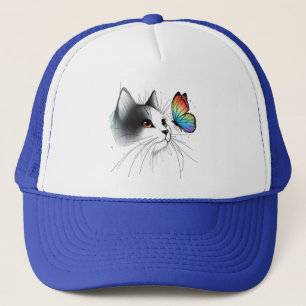 Casquette "Chapeau de camionnette de chat et de papillon - C