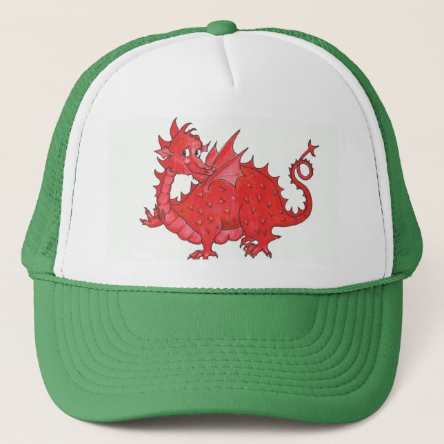 Casquette Chapeau de camionnette de dragon rouge mou gallois (Devant)