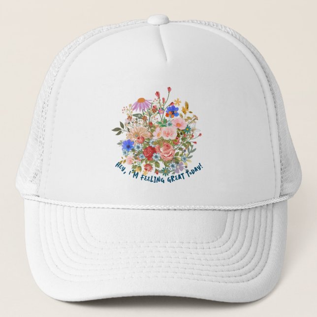 Casquette Chapeau de camionnette graphique Floral & Slogan (Devant)