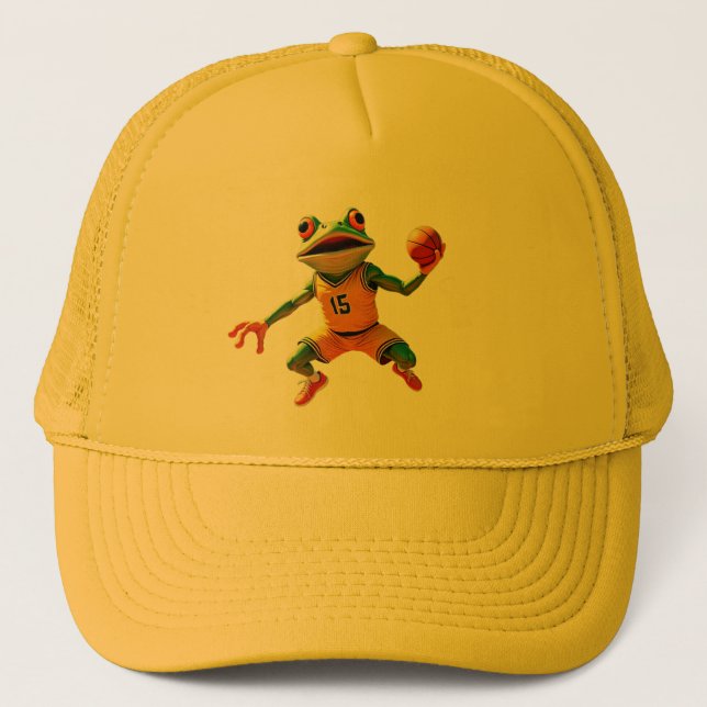 Casquette Chapeau de camionnette jaune de grenouille de bask (Devant)