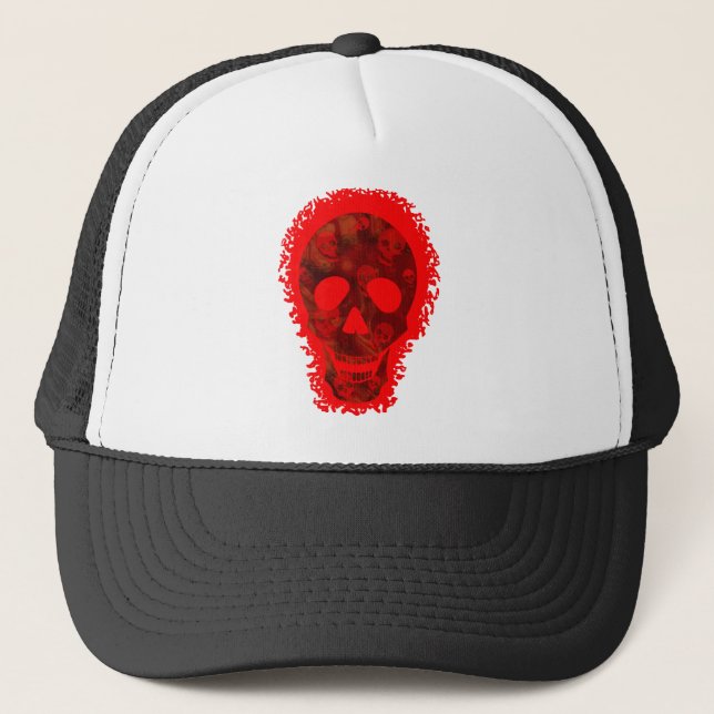 Casquette Chapeau de camionnette rouge crâne (Devant)