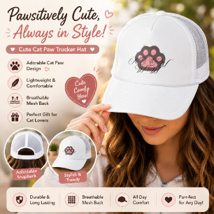 Casquette Chapeau de camionneur à patte de chat "Meow" migno