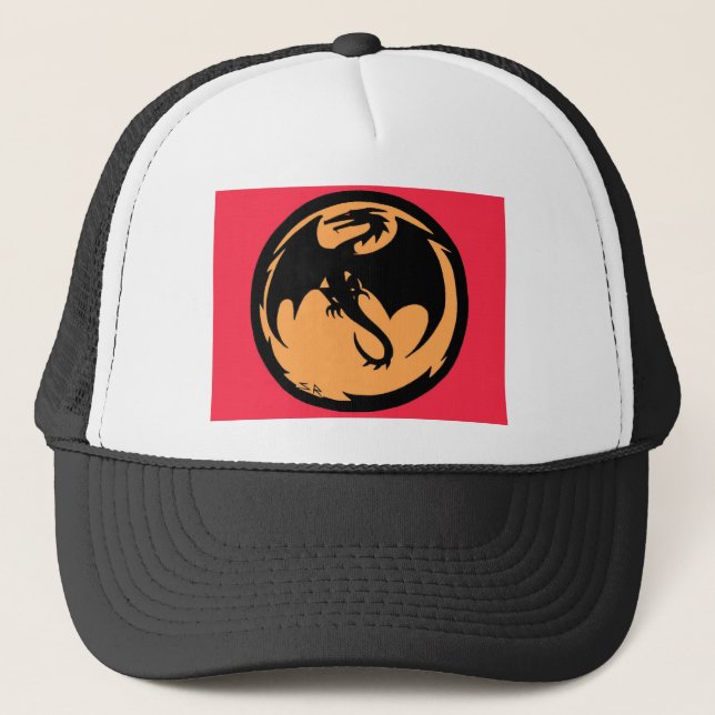Casquette Chapeau de camionneur Black Dragon Gold Coral (Devant)