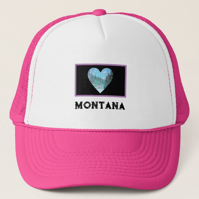 Casquette chapeau de camionneur de coeur Love Montana (Devant)