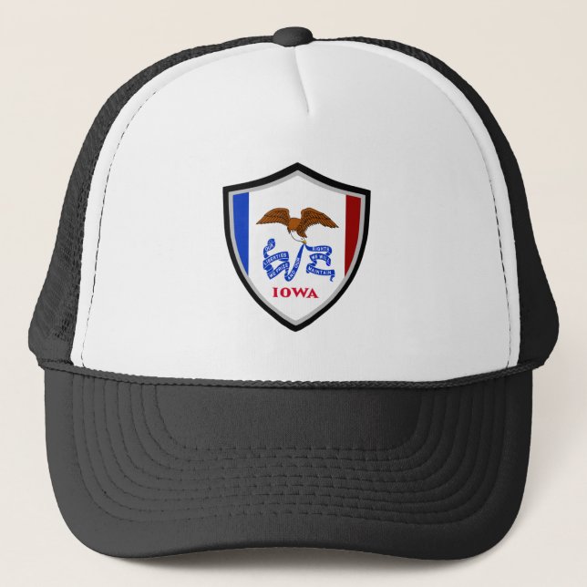 Casquette Chapeau de camionneur de drapeau de l'Iowa (Devant)