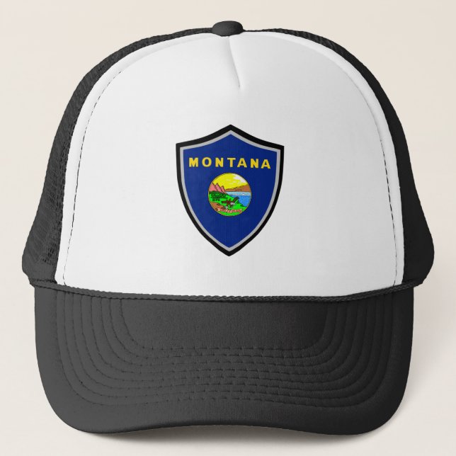 Casquette Chapeau de camionneur du drapeau du Montana (Devant)
